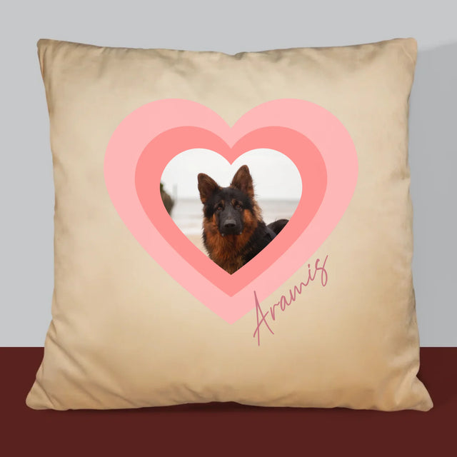 Zdjęcie i Podpis: Zdjęcie Pupila w Sercu - Poduszka z Nadrukiem