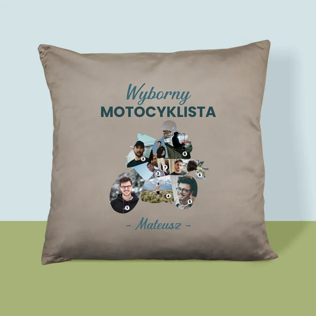 Kształt Ze Zdjęć: Wyborny Motocyklista - Poduszka z Nadrukiem