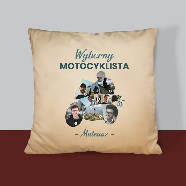 Kształt Ze Zdjęć: Wyborny Motocyklista - Poduszka z Nadrukiem