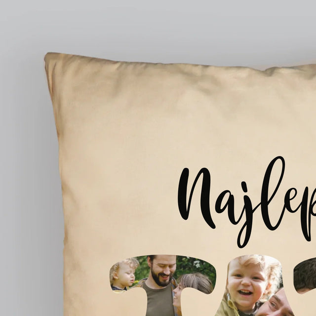 Zdjęcie I Podpis: Najlepszy Tata Serce - Poduszka z Nadrukiem