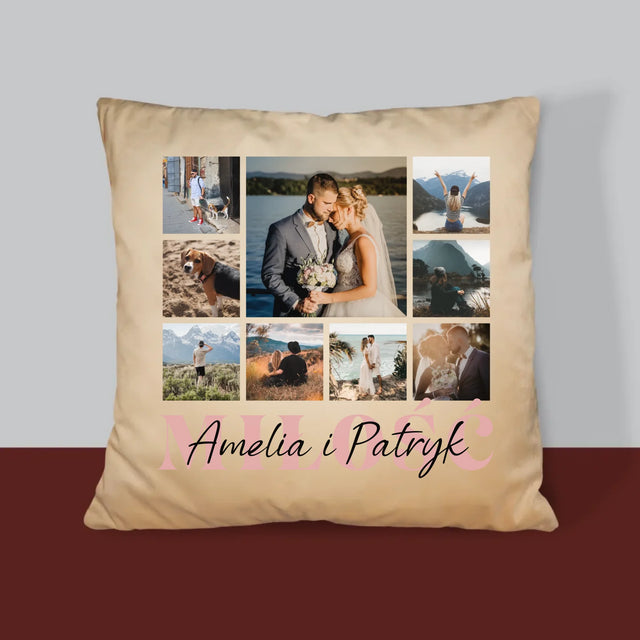 Fotokolaż: Miłość Imiona - Poduszka z Nadrukiem