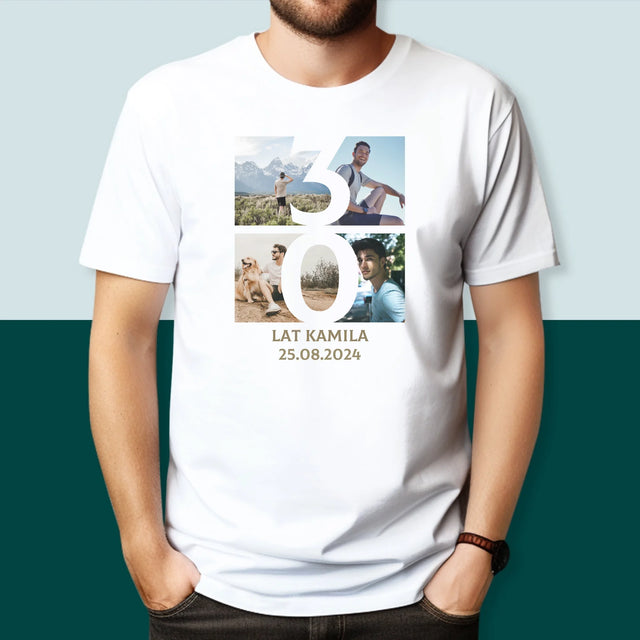 Fotokolaż: 30 Lat Cyfra Zdjęcia - Koszulka Męska z Nadrukiem