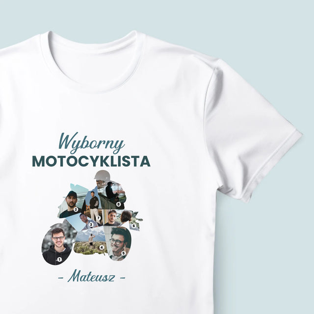 Kształt Ze Zdjęć: Wyborny Motocyklista - Koszulka Męska z Nadrukiem