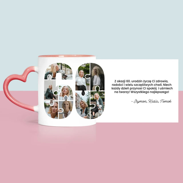 Kształt Ze Zdjęć: 60 Urodziny Puzzle - Kubek z Nadrukiem