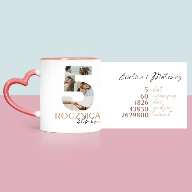 Słowo Ze Zdjęć: 5 Rocznica Ślubu Liczby - Kubek z Nadrukiem
