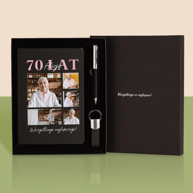 Fotokolaż: 70 Lat Wszystkiego Najlepszego - Zestaw z Notatnikiem