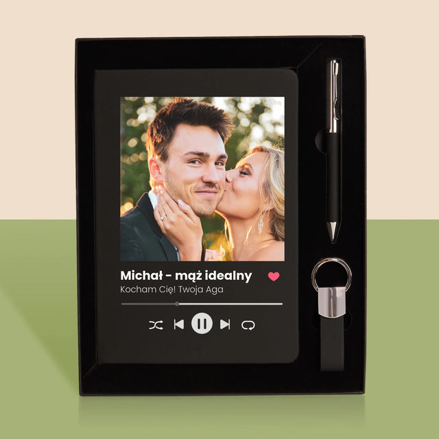 Zdjęcie i Podpis: Spotify Dla Męża - Zestaw z Notatnikiem