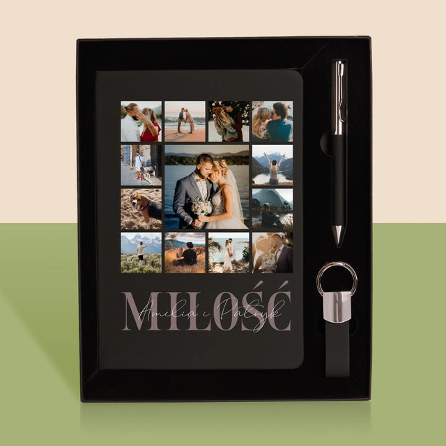 Fotokolaż: Miłość Imiona - Zestaw z Notatnikiem