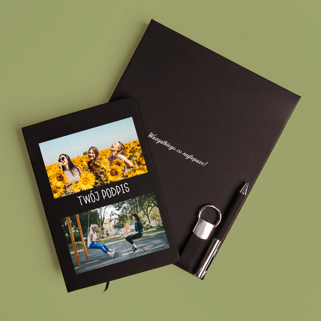 Fotokolaż: 2 Zdjęcia i Podpis - Zestaw z Notatnikiem