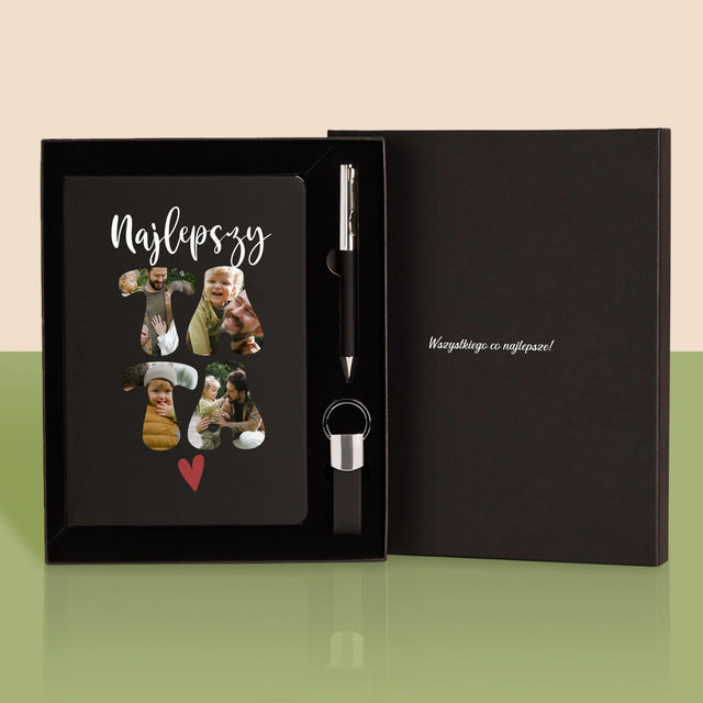 Zdjęcie i Podpis: Najlepszy Tata Serce - Zestaw z Notatnikiem