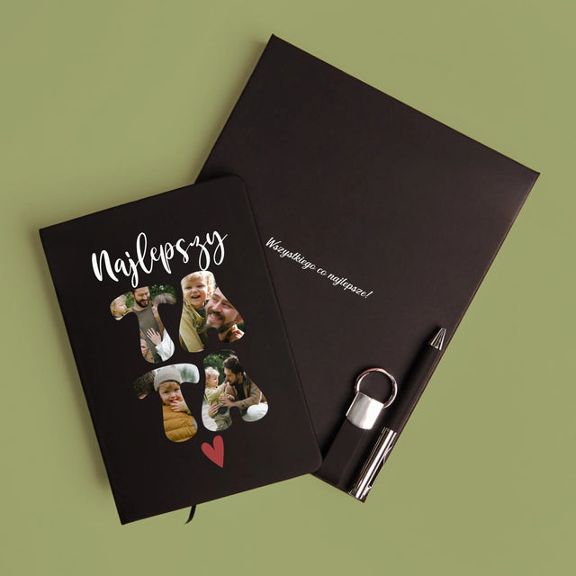 Zdjęcie i Podpis: Najlepszy Tata Serce - Zestaw z Notatnikiem