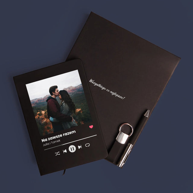 Zdjęcie i Podpis: Spotify z Twoim Zdjęciem - Zestaw z Notatnikiem