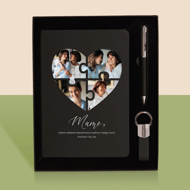 Fotokolaż: Puzzle Serce Dla Mamy - Zestaw z Notatnikiem