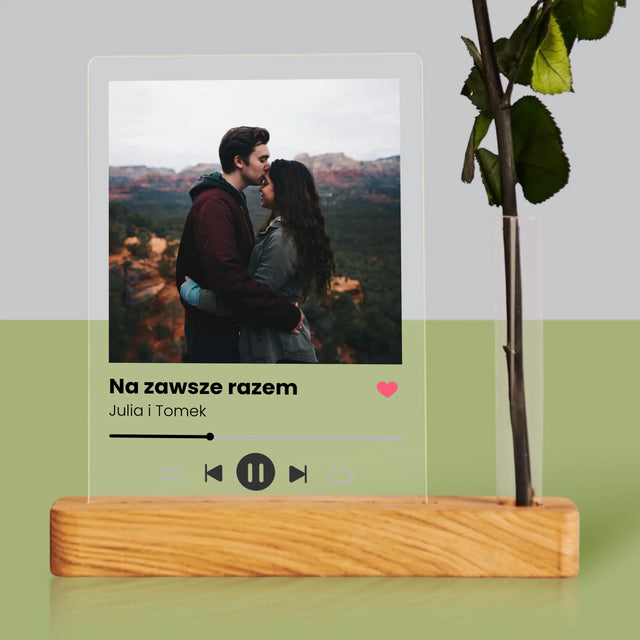 Zdjęcie i Podpis: Spotify - Wydruk Na Szkle Akrylowym z Różą