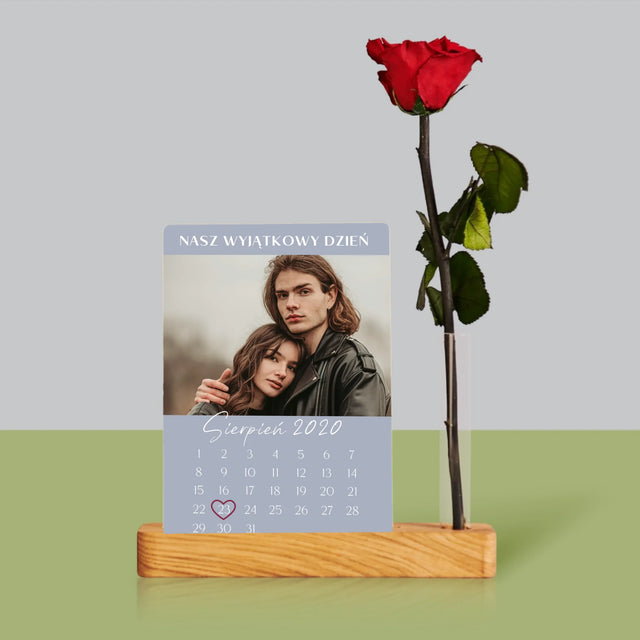 Zdjęcie i Podpis: Nasz Wyjątkowy Dzień - Wydruk Na Szkle Akrylowym z Różą