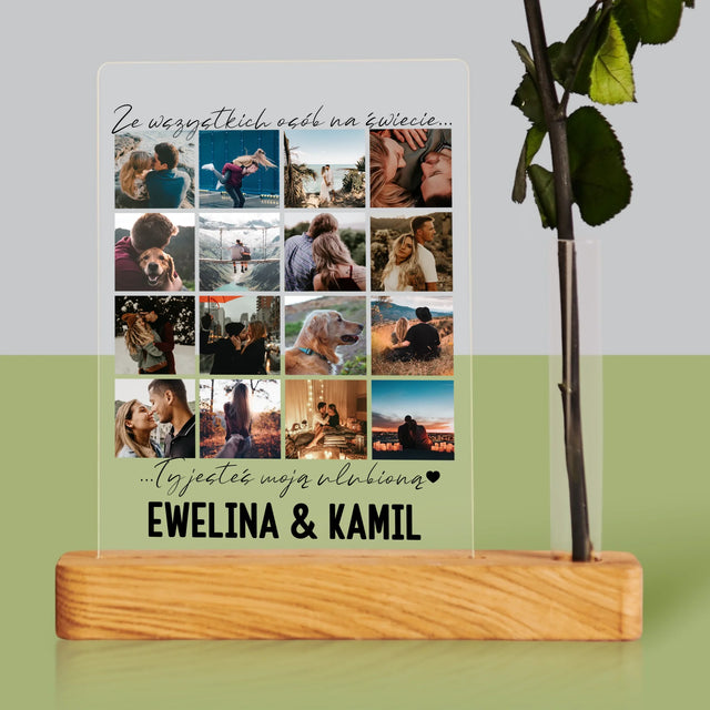 Fotokolaż: Ze Wszystkich Osób Na Świecie - Wydruk Na Szkle Akrylowym z Różą