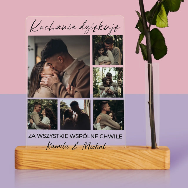 Fotokolaż: Rocznicowy - Wydruk Na Szkle Akrylowym z Różą