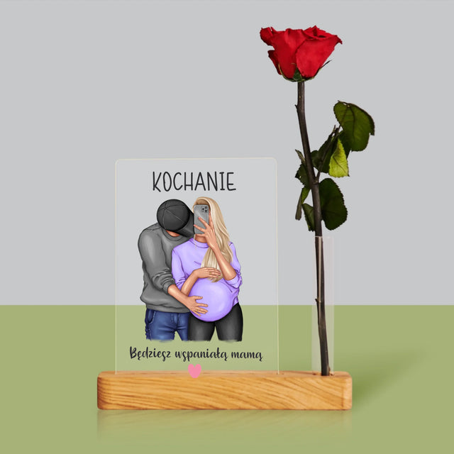 Kreator Postaci: Będziesz Wspaniałą Mamą - Wydruk Na Szkle Akrylowym z Różą
