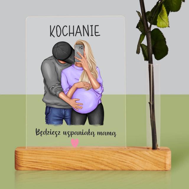 Kreator Postaci: Będziesz Wspaniałą Mamą - Wydruk Na Szkle Akrylowym z Różą