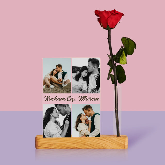 Fotokolaż: Zdjęcia Dla Dziewczyny - Wydruk Na Szkle Akrylowym z Różą