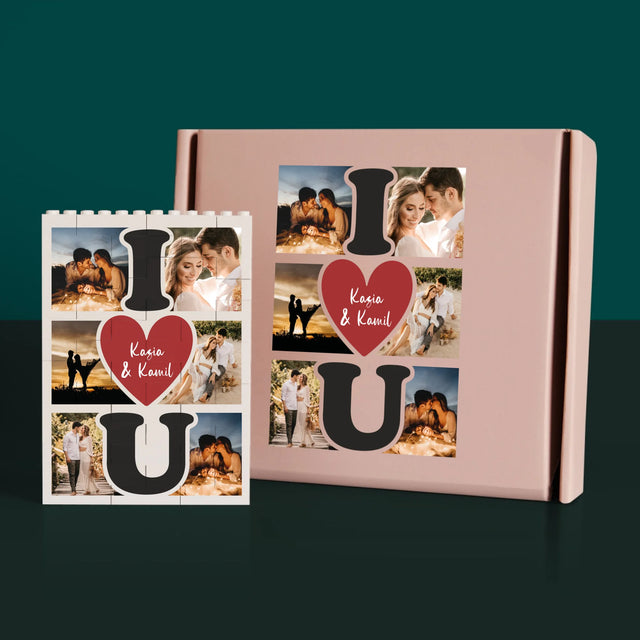Fotokolaż: i Love You - Klocki LEGO z Nadrukiem