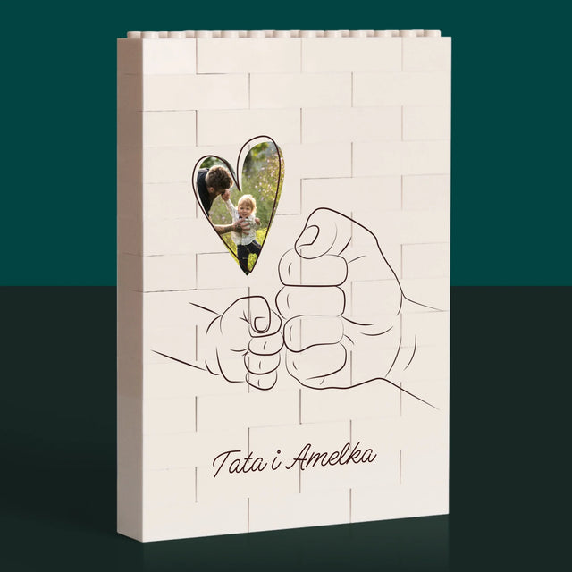 Zdjęcie i Podpis: Tata Dziecko Rączka - Klocki LEGO z Nadrukiem