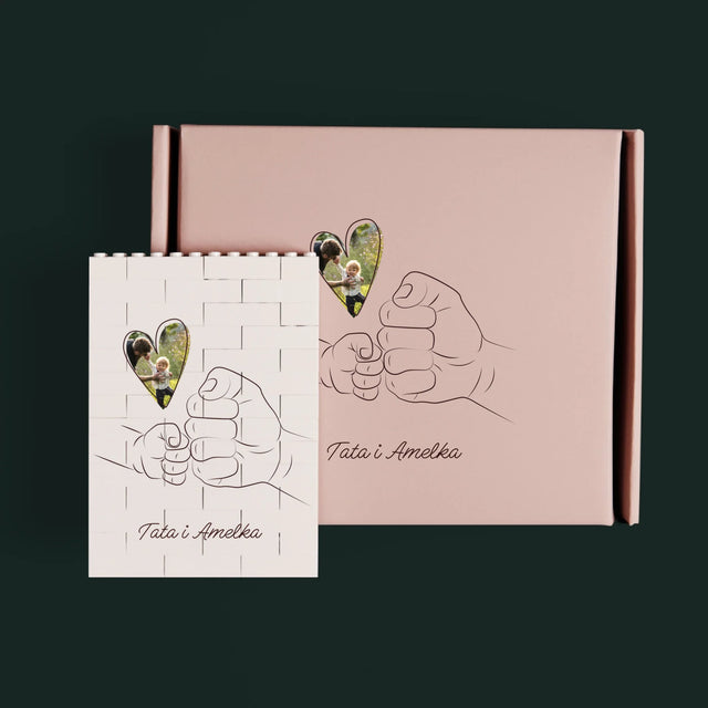 Zdjęcie i Podpis: Tata Dziecko Rączka - Klocki LEGO z Nadrukiem