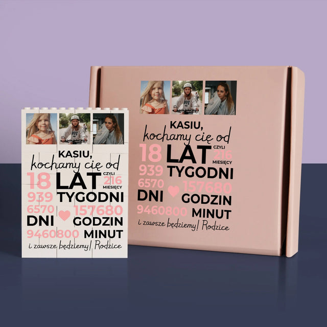 Fotokolaż: Kochamy Cię Od 18 Lat - Klocki LEGO z Nadrukiem