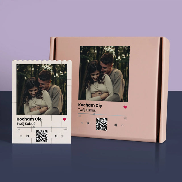 Zdjęcie i Podpis: Spotify z Kodem Qr - Klocki LEGO z Nadrukiem