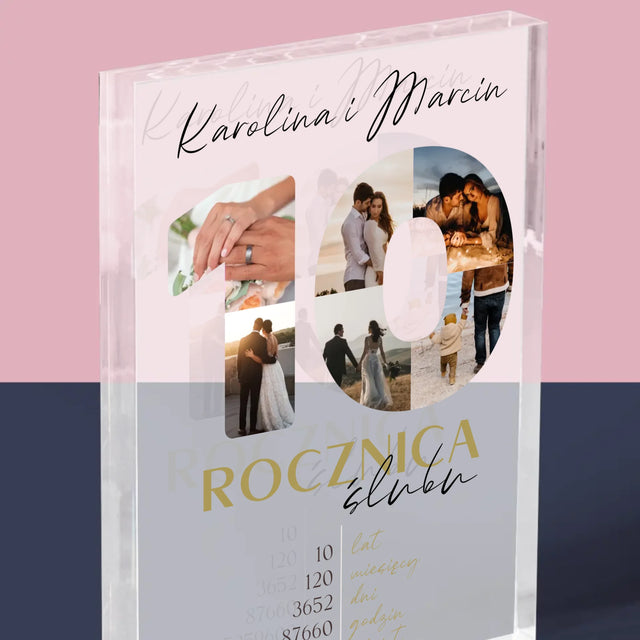 Słowo Ze Zdjęć: 10 Rocznica Ślubu - Blok Akrylowy z Nadrukiem