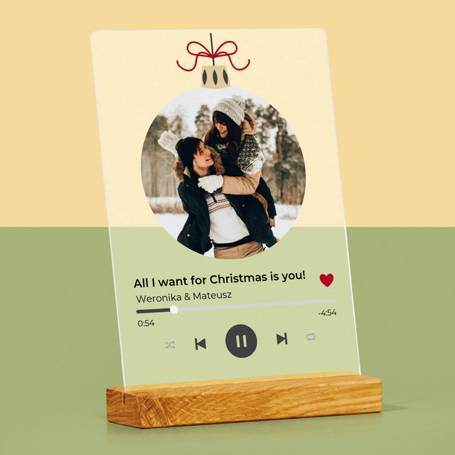 Zdjęcie I Podpis: Świąteczna Piosenka Spotify - Wydruk Na Szkle Akrylowym