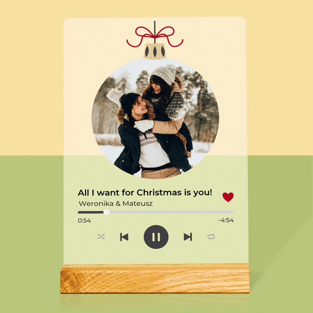 Zdjęcie I Podpis: Świąteczna Piosenka Spotify - Wydruk Na Szkle Akrylowym