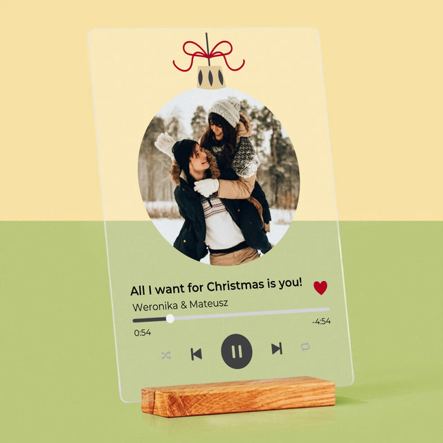 Zdjęcie I Podpis: Świąteczna Piosenka Spotify - Wydruk Na Szkle Akrylowym