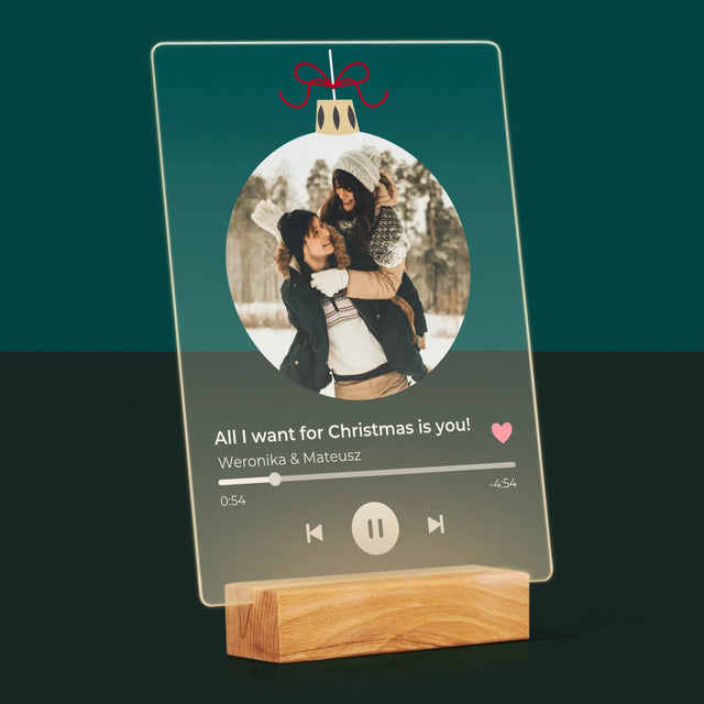 Zdjęcie I Podpis: Świąteczna Piosenka Spotify - Wydruk Na Szkle Akrylowym