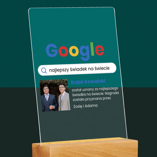 Zdjęcie I Podpis: Najlepszy Świadek Wynik Google - Wydruk Na Szkle Akrylowym