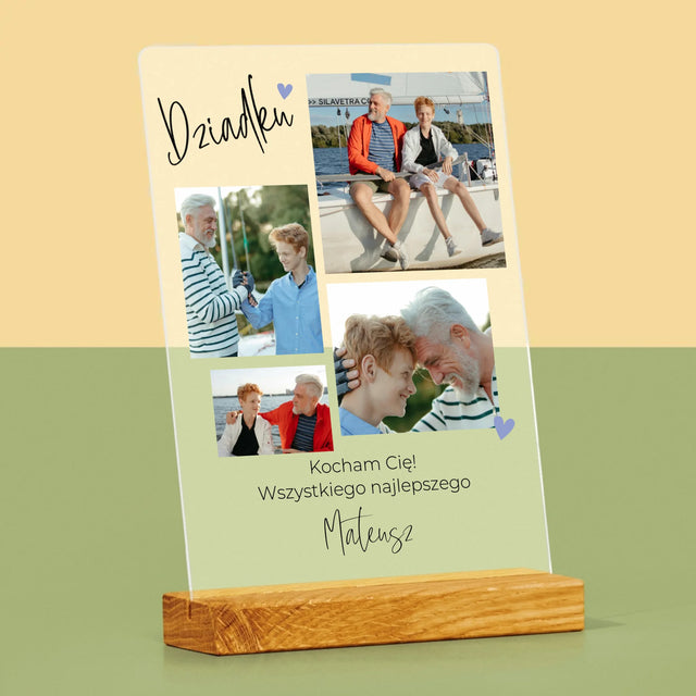 Fotokolaż: Dziadku Kocham Cię - Wydruk Na Szkle Akrylowym