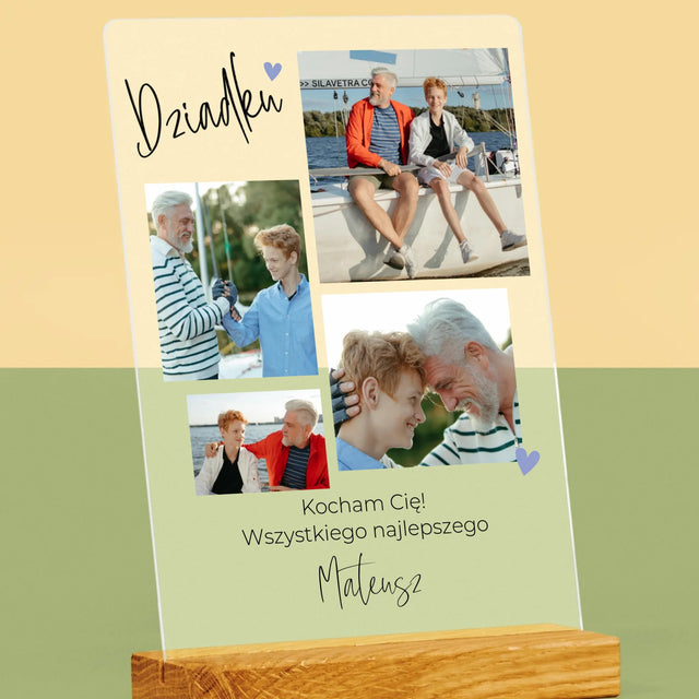 Fotokolaż: Dziadku Kocham Cię - Wydruk Na Szkle Akrylowym