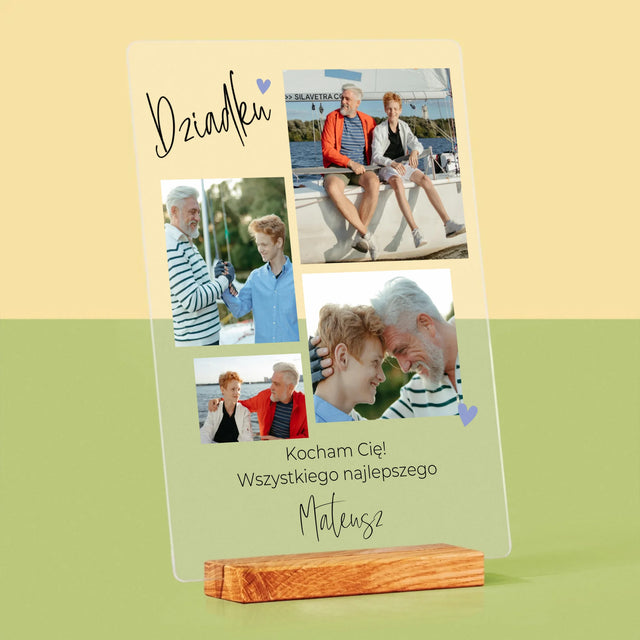 Fotokolaż: Dziadku Kocham Cię - Wydruk Na Szkle Akrylowym