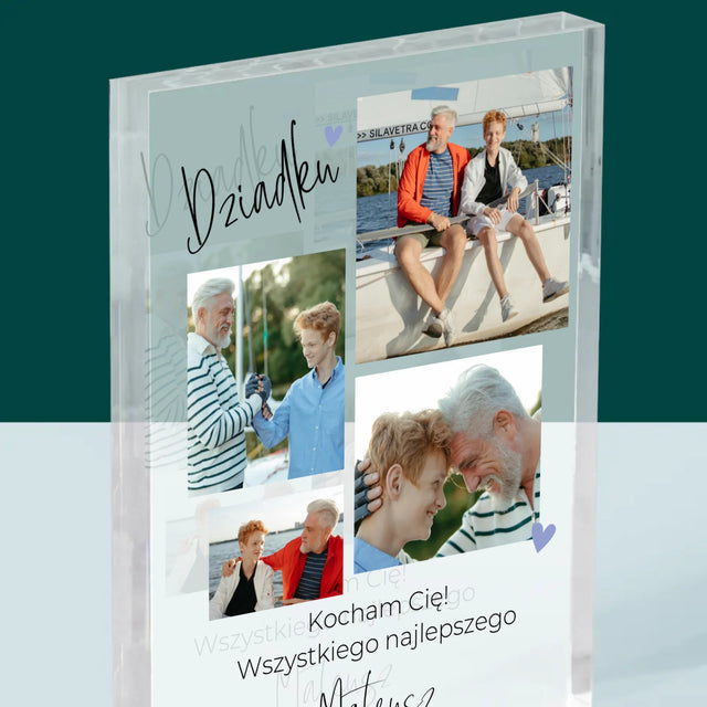 Fotokolaż: Dziadku Kocham Cię - Blok Akrylowy z Nadrukiem