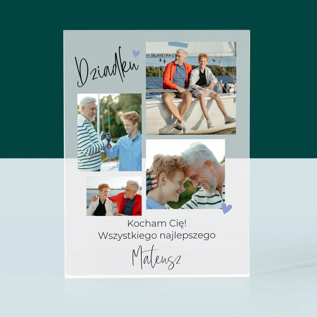 Fotokolaż: Dziadku Kocham Cię - Blok Akrylowy z Nadrukiem