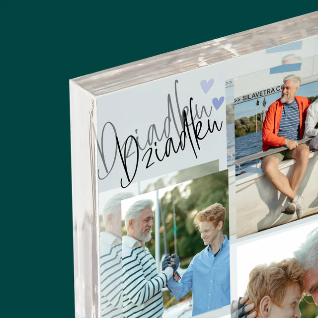 Fotokolaż: Dziadku Kocham Cię - Blok Akrylowy z Nadrukiem