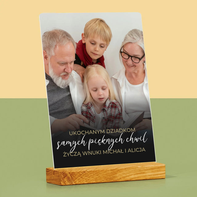 Zdjęcie i Podpis: Ukochanym Dziadkom - Wydruk Na Szkle Akrylowym