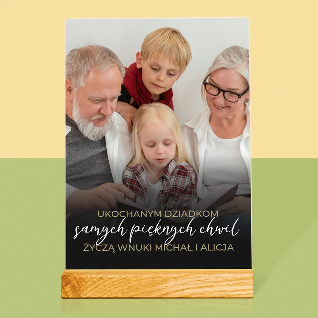Zdjęcie i Podpis: Ukochanym Dziadkom - Wydruk Na Szkle Akrylowym