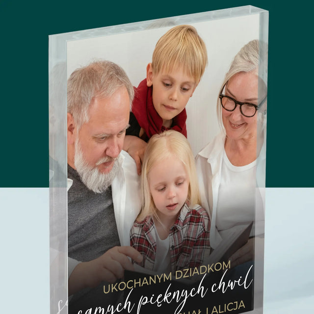 Zdjęcie i Podpis: Ukochanym Dziadkom - Blok Akrylowy z Nadrukiem