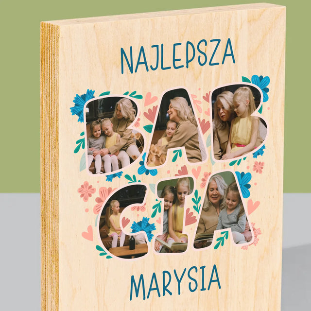 Słowo Ze Zdjęć: Najlepsza Babcia - Wydruk Na Drewnie
