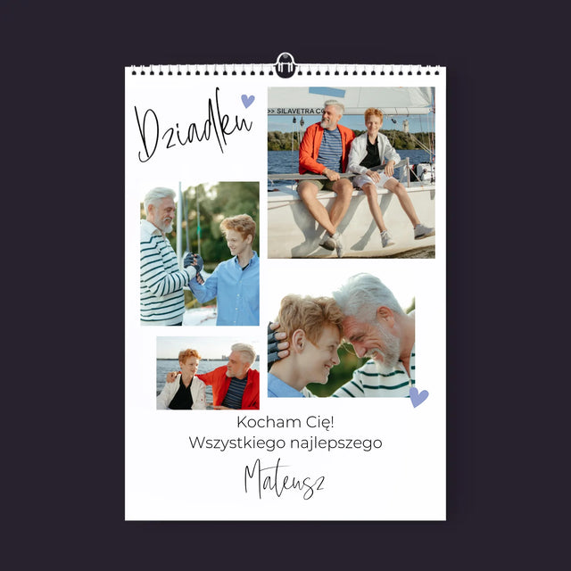 Fotokolaż: Dziadku Kocham Cię - Personalizowany Kalendarz Ścienny