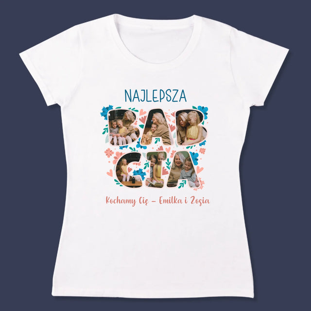 Słowo Ze Zdjęć: Najlepsza Babcia - Koszulka Damska z Nadrukiem