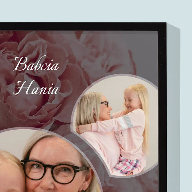 Fotokolaż: Babcia Kwiaty - Wydruk Obramowany