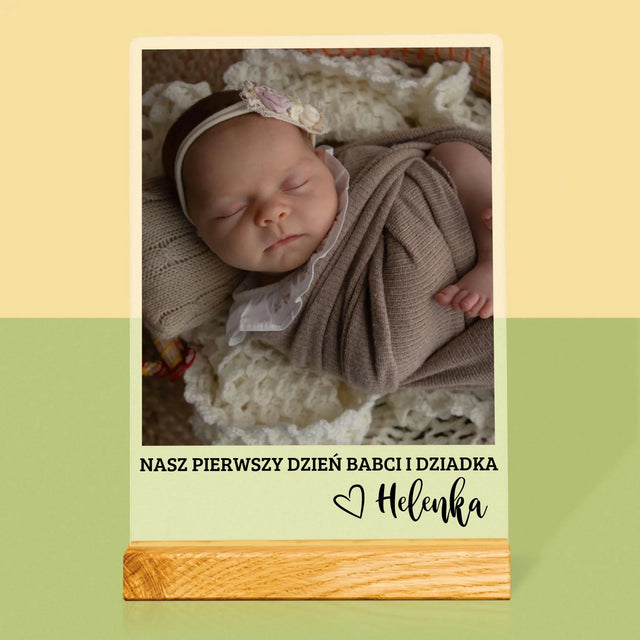 Zdjęcie i Podpis: Pierwszy Dzień Babci i Dziadka - Wydruk Na Szkle Akrylowym