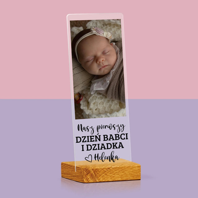 Zdjęcie i Podpis: Pierwszy Dzień Babci i Dziadka - Zdjęcie Na Szkle Akrylowym Fotobudka